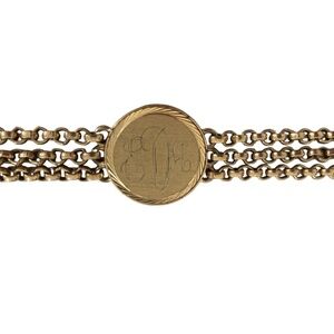 vintage Speidel gold plated bracelet triple chain with ID monogram